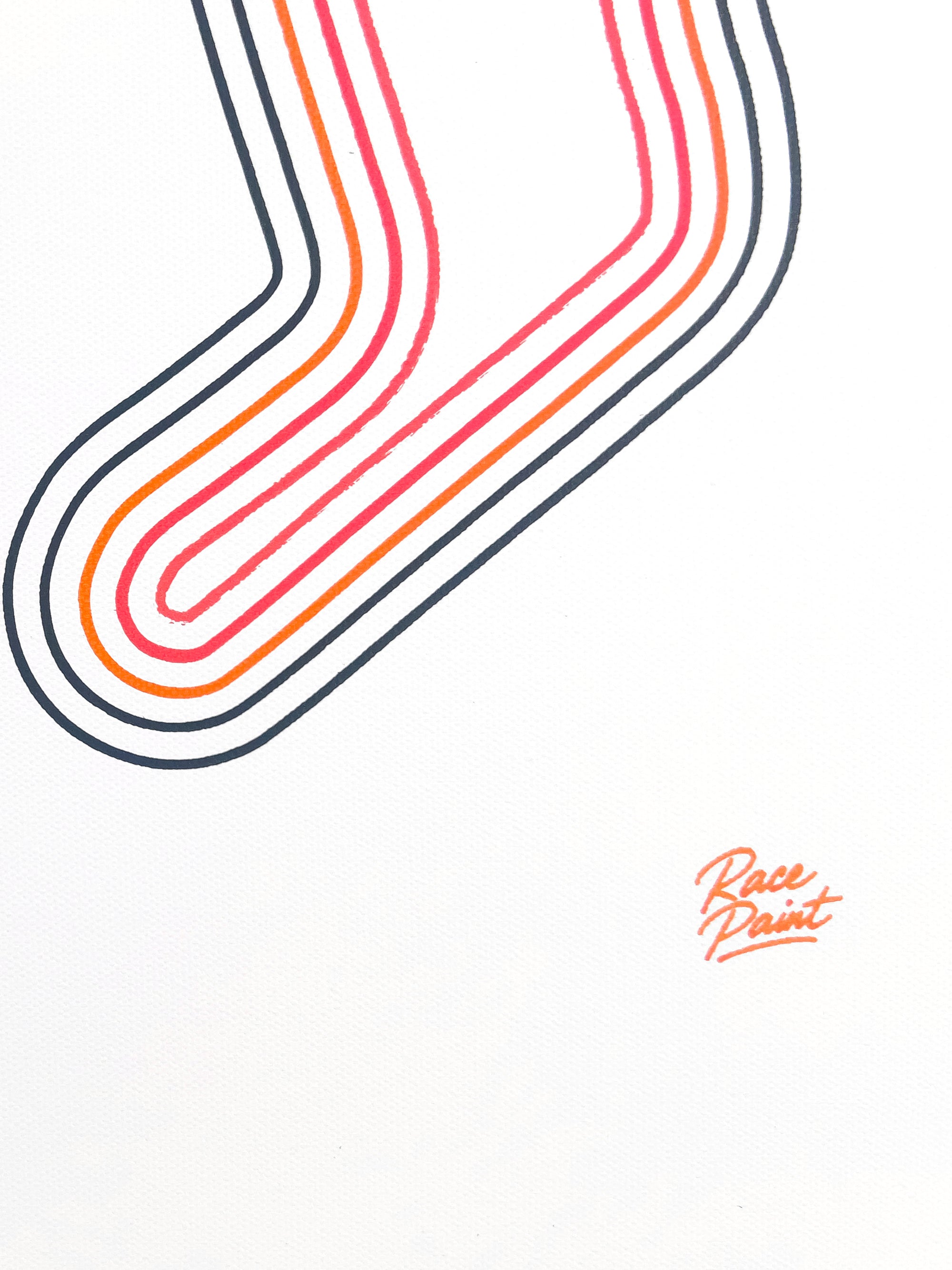 Original art by Race Paint Studios from the Racing Line Series of Spa-Francorchamps, featuring the colors of the Belgian national flag.