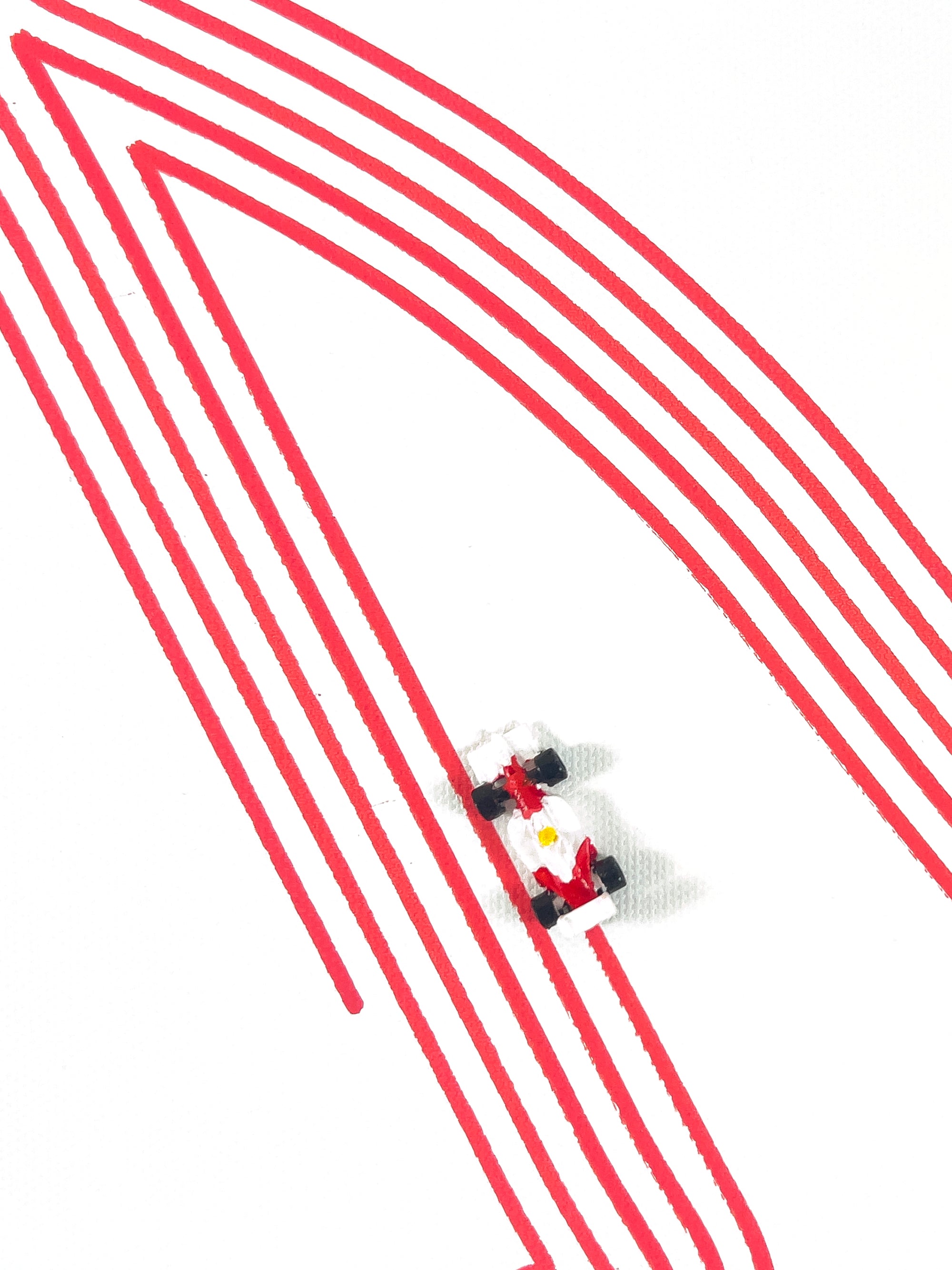 Original art by Race Paint Studios from the limited Racing Line Series of Spa-Francorchamps circuit, commemorating Ayrton Senna’s five Formula 1 victories.